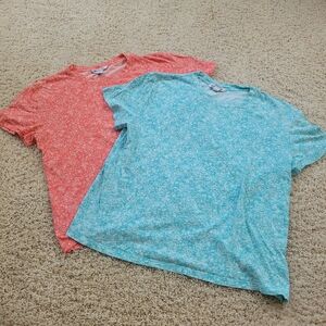 Athleta Organic Daily Relaxed Tee Tshirt Bundle Of 2 Orange & Blue S Cotton